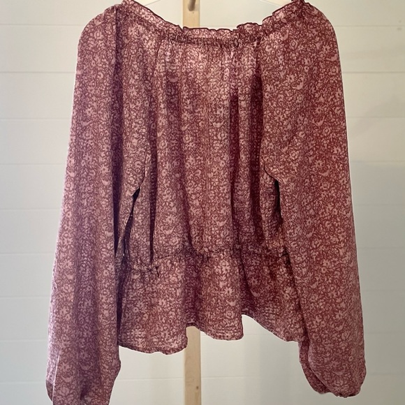 Universal Thread Women's Floral Balloon Long Sleeve Blouse Mauve NWT - Picture 6 of 9